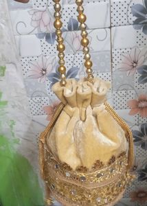 Golden Beaded Pouch