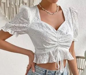 White Chikankari Crop Top