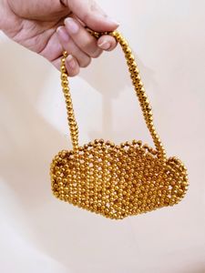 Golden Pearls/Beads Handmade Purse