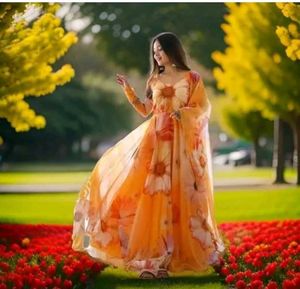 Floral Printed Georgette Anarkali Dress for Women