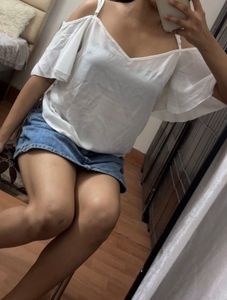 White Cold Shoulder Top