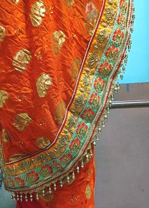 Designer Orange & Red Saree With Blause❤️🧡