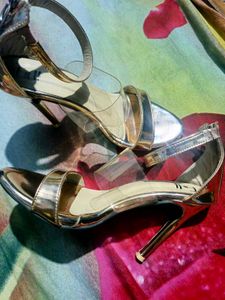 Gold Heels with Clear Straps