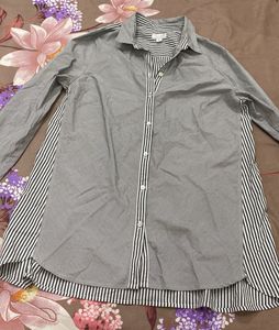 Striped Mixed Media Tunic Top