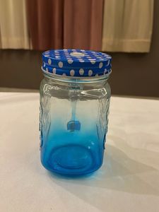 Retro Blue Mason Jar Mug with Lid