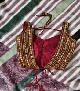 Maroon Mirror Work Blouse