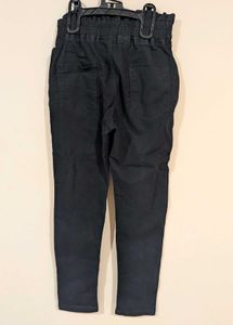 Stylish Black Paperbag Waist Pants