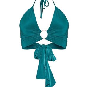 Teal Halter Crop Top