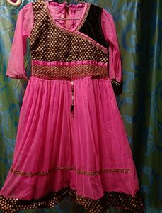 Pink And Black Dress/Kurta Top For Girls(4-5yrs)