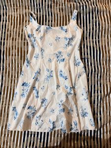 Savana (S) White and Blue Mini Floral Dress