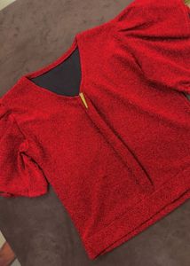 Red Puff Sleeve Top