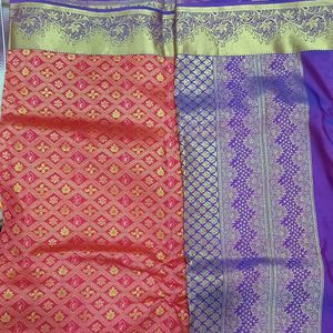 Designer Brocade Saree With Ready-made Blouse