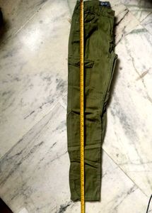 Boys Pure Cotton Bare Denim Trouser Military Green