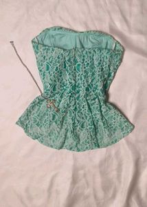 Lace Peplum Tube Top