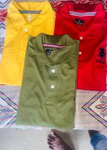 Stunning Matty Cotton Self Pattern Polos For Men- 3 Pieces