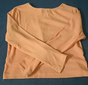 Peach rib twisted knot crop top