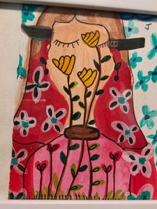 Floral Figure Framed Art