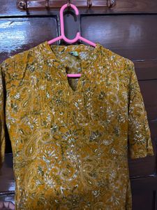 Mustard colour very beautiful short kurti