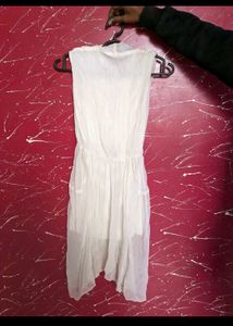 White Flared With Rainbow Broch Dress
