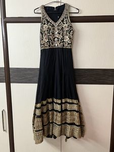 Black Net Aline Suit With Pyjami And Dupatta