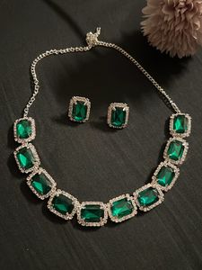 Green Stone Diamond Necklace