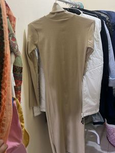 winter beige bodycon dress