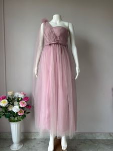 Tulle Pink One Shoulder Gown