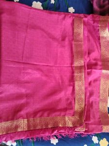 Silk Pink Saree with Golden Border