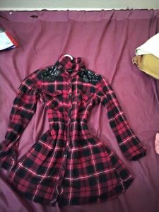 Red & Black Plaid Flannel Dress