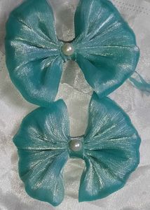 Teal Hair Bows - Set of 2