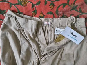 New Linen Beige Wide Leg Pants