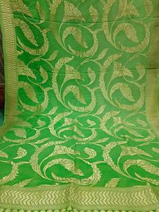 Green Banarasi khaddi georgette Saree