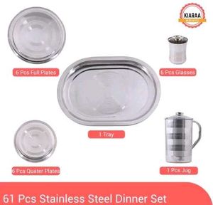 61 PIECE STAINLESS STEEL DINNER SET