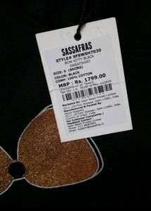 Sassafras Black Hoodie/Sweatshirt  from Myntra