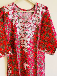 Red Embroidered Kurta