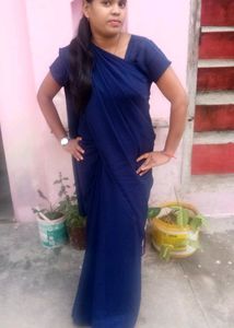 Navy 💙 Blue Saree For College