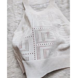 White 🤍 Cute Korean Style Neck Halter crop Top