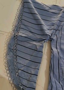 Striped Top with Lace Sleeves
