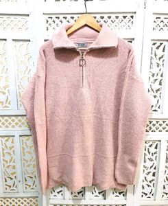 Pink TFUUU Quarter-Zip Sweater