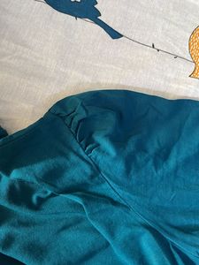 Teal Mock Neck Blouse