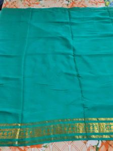 Elegant Teal &amp; Gold Saree
