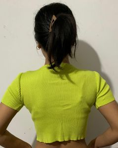 Neon Green Ribbed Crop Top