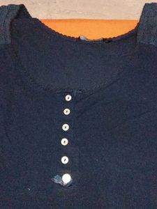 Navy Buttoned Tank Top