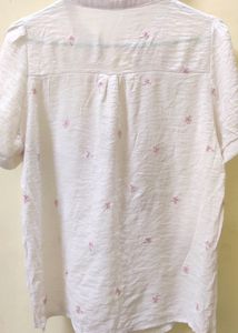 Women Tops White With Mini Floral Embroidery