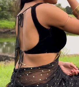Velvet Padded Backless Drawstring Strappy Blouse