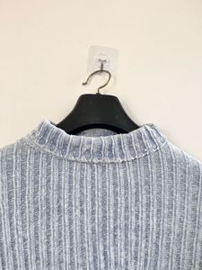 Blue Knit Turtleneck Sweater