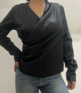 🖤Black Satin Wrap Top 🖤( Stretchable )