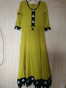 Lime Green Anarkali Dress For Women