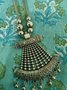 Statement Oxidized Silver Necklace