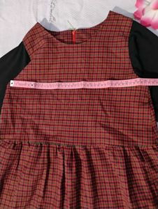 Girls Plaid Dress with Sleeves(Bust-32)